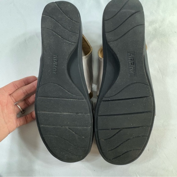 Array Womens Santa Cruz Leather Comfort Slingback Sandals - Pewter Wide - Picture 7 of 8